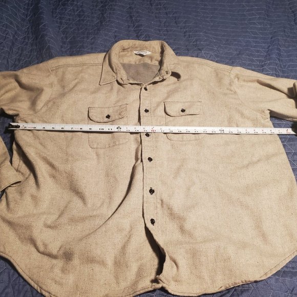 Vintage FiveBrother 4X Heavy Flannel Shirt Beige/Gray BUTTON USA UNION MADE - Picture 8 of 11